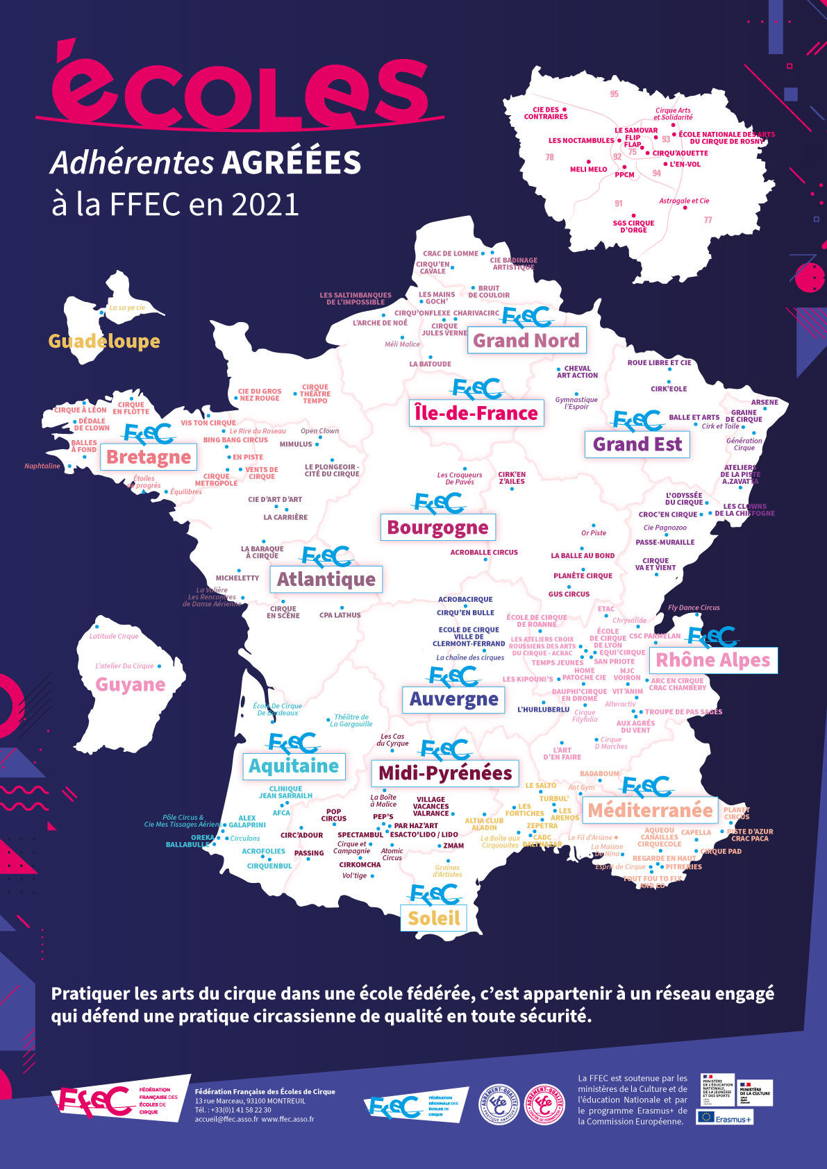 Affiche carte des écoles adhérentes en 2021